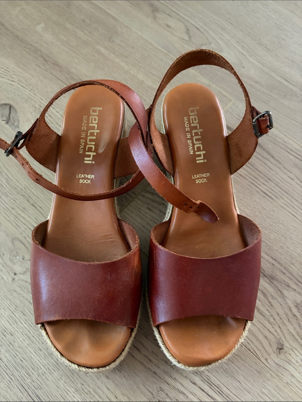 Spanish Brown Leather Espadrille Ankle-Strap Sandals